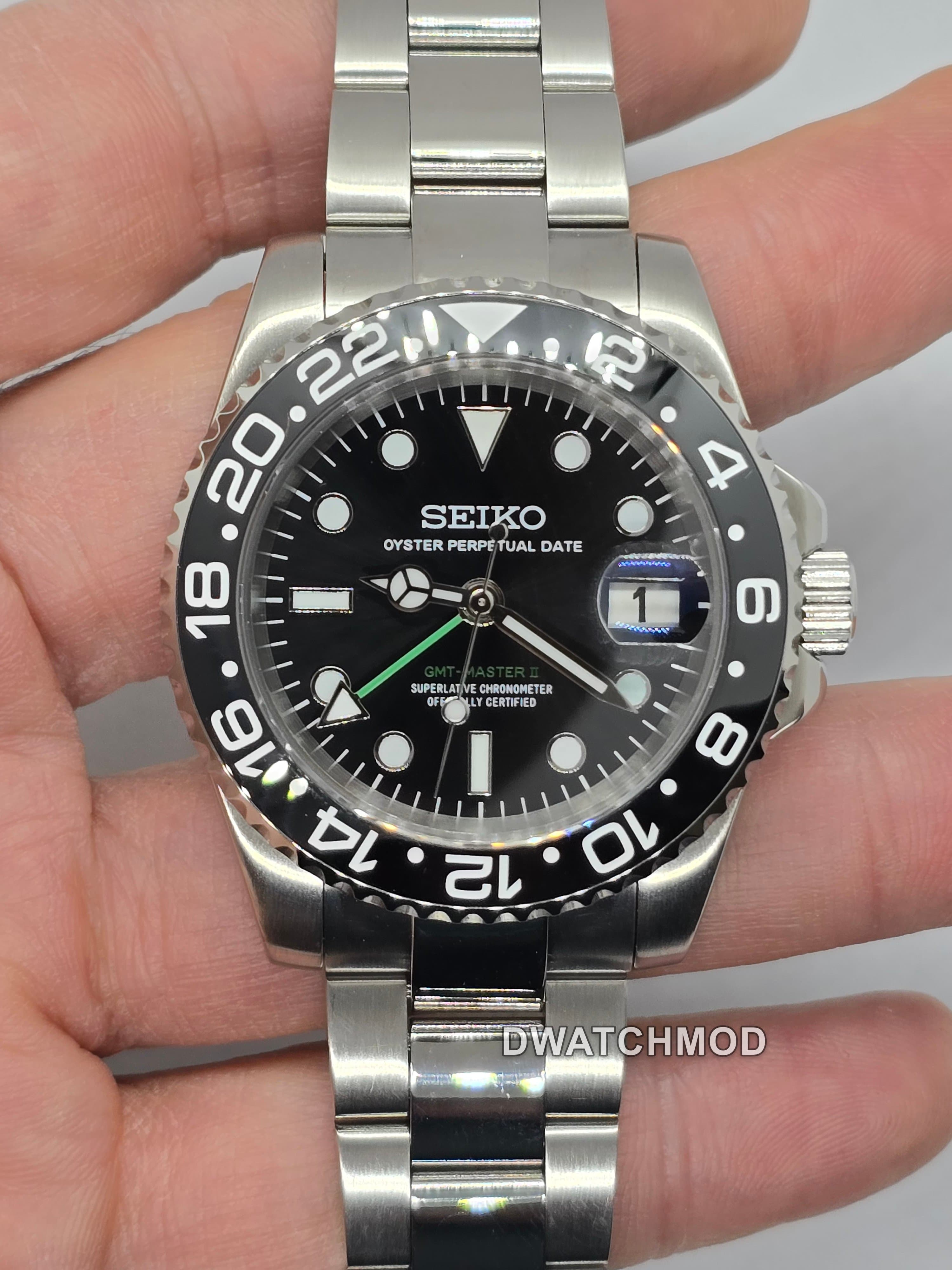 Orologio Mod Gmt nero Nh34 automatico 40mm vetro zaffiro