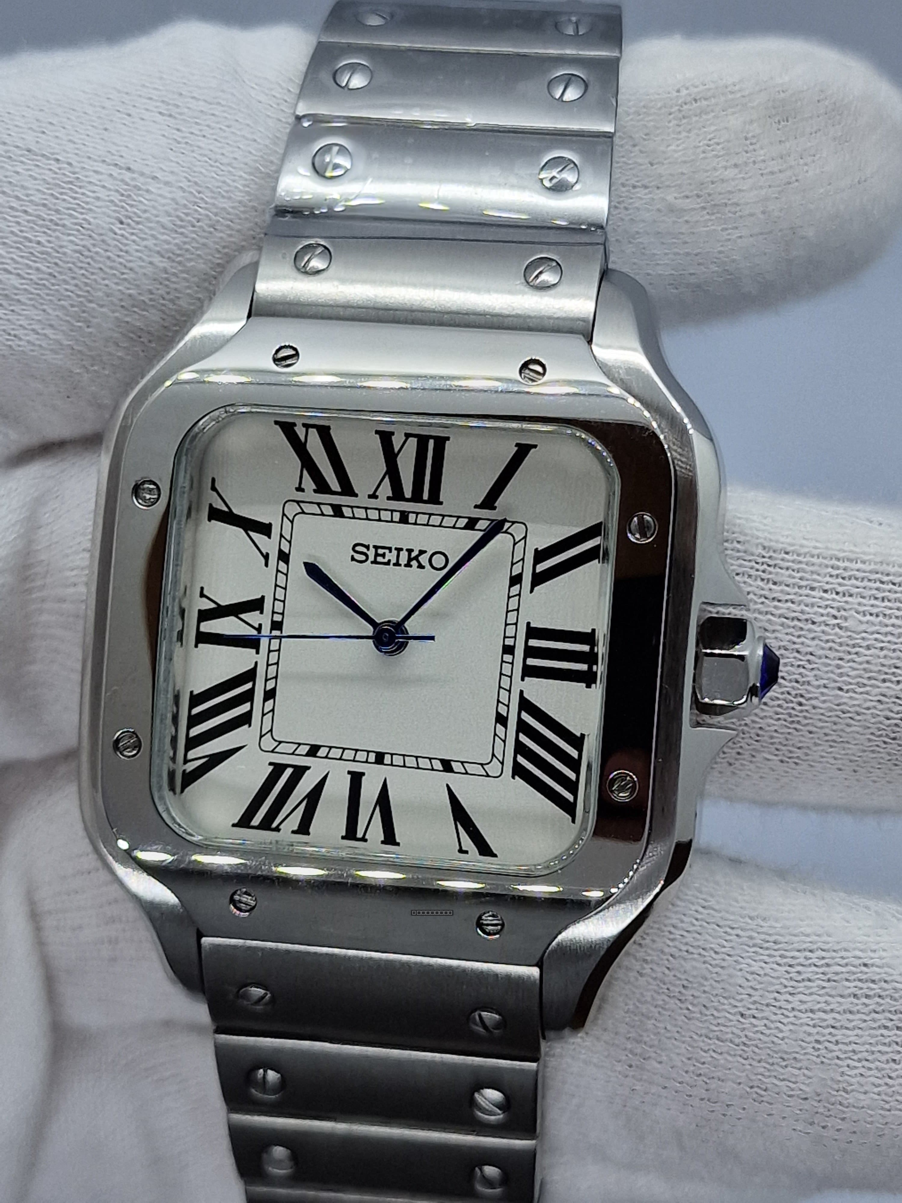 Orologio Mod Santos bianco Nh35 automatico 38mm vetro zaffiro