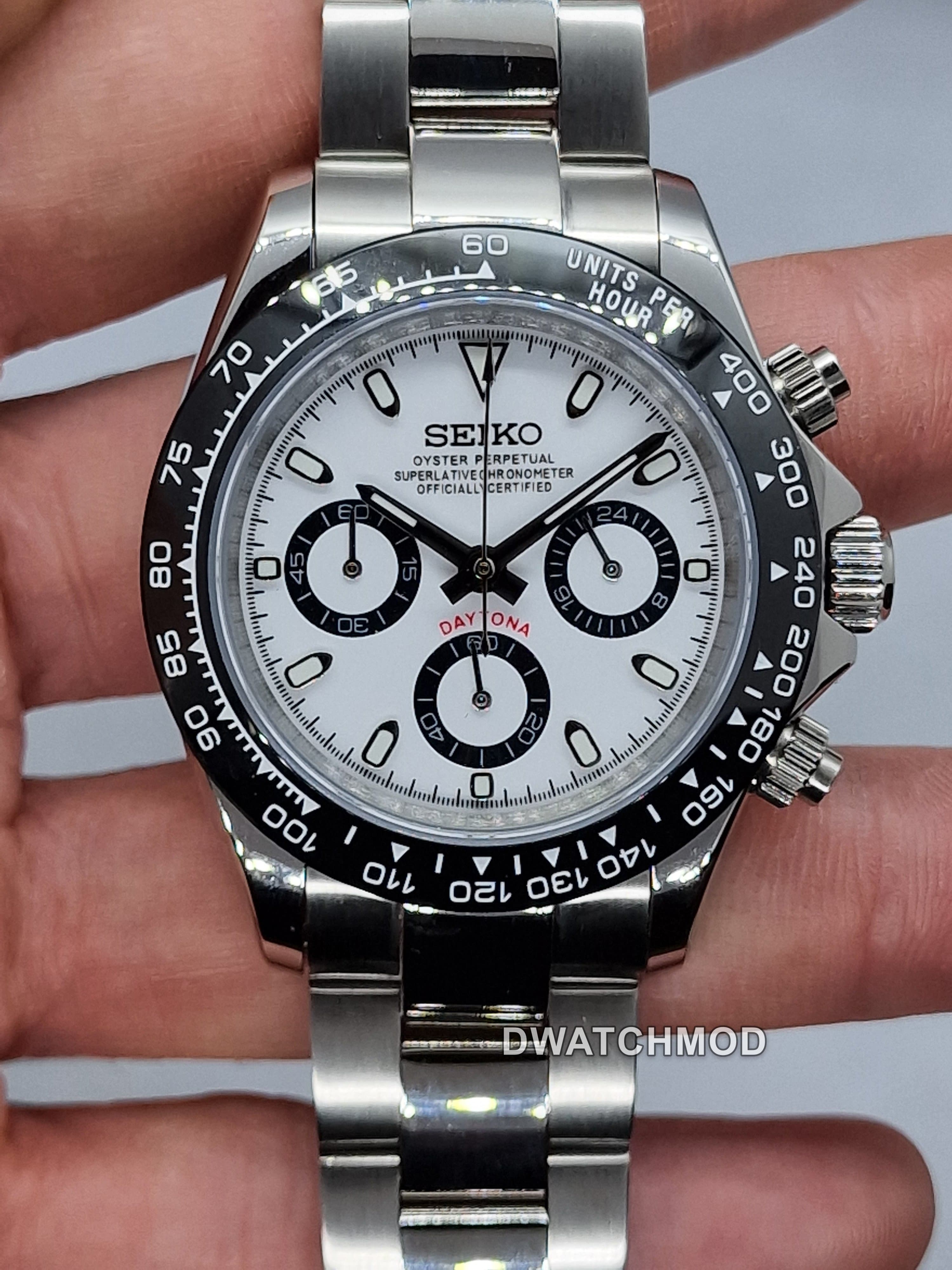 Orologio Mod Daytona Panda Vk63 quarzo 40mm vetro zaffiro