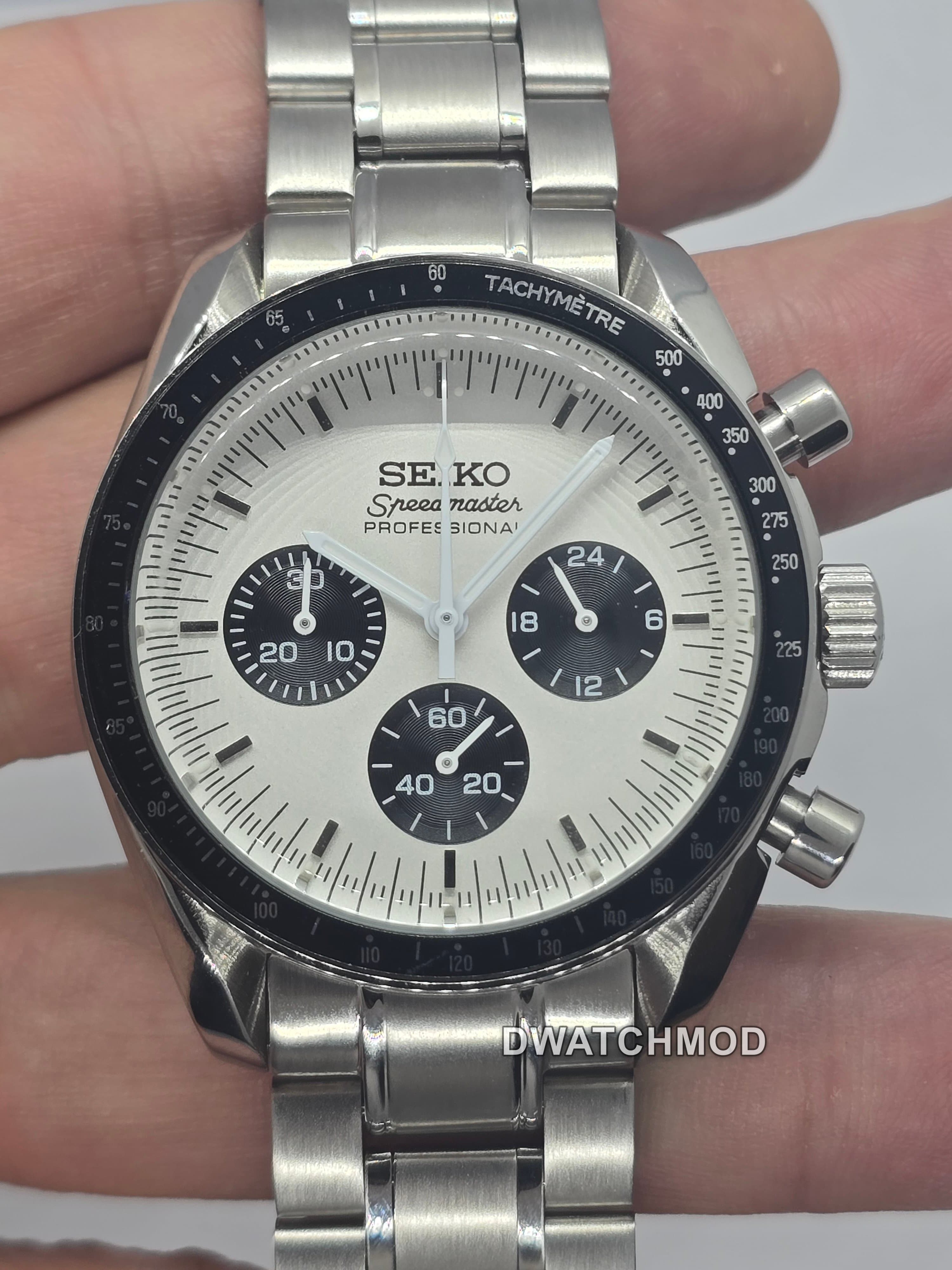 Orologio Mod Speedmaster Panda Nh35 automatico 40mm vetro zaffiro