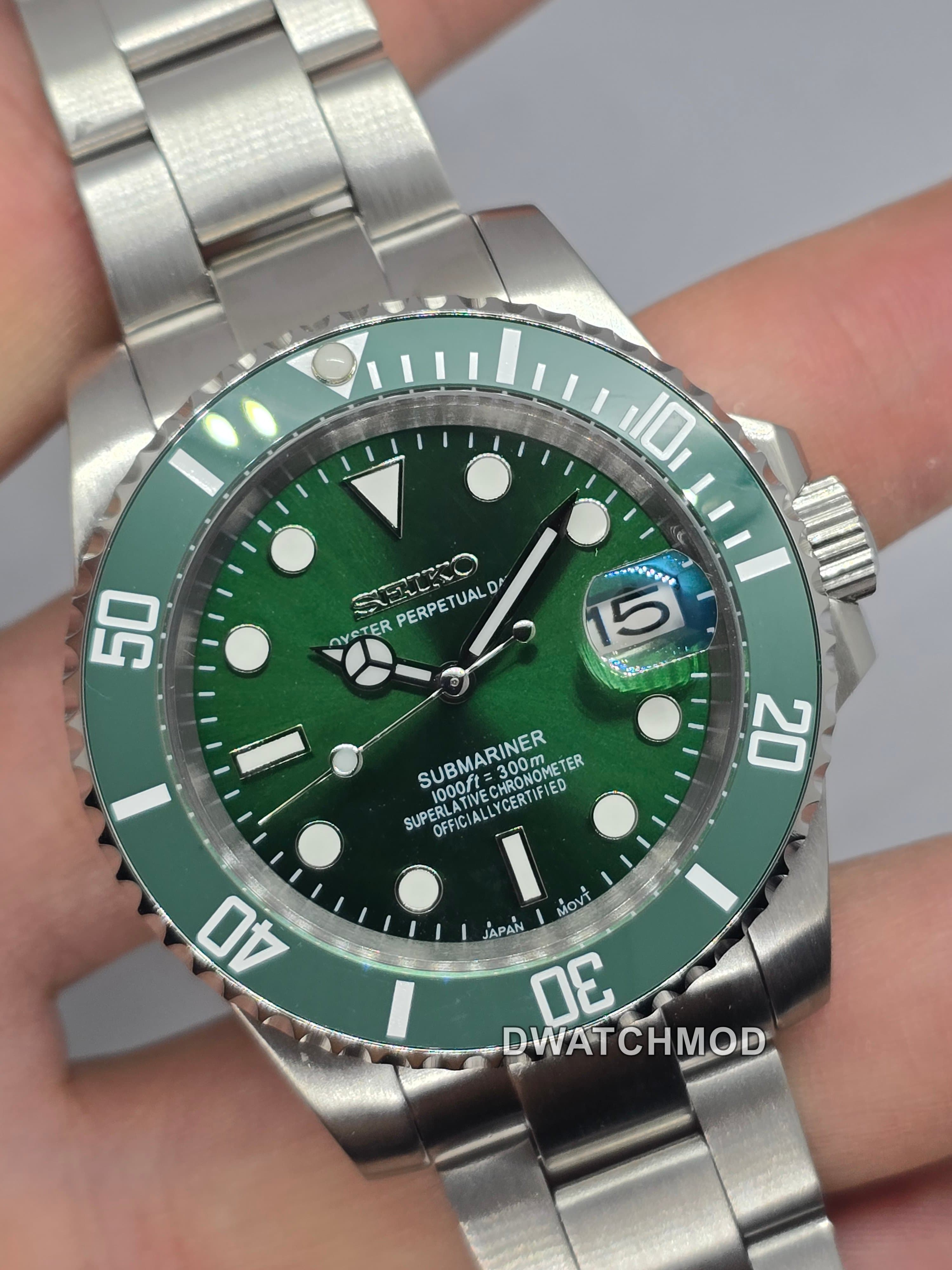 Orologio Seiko Mod Hulk Submariner Oyster Nh35 automatico 40mm vetro zaffiro