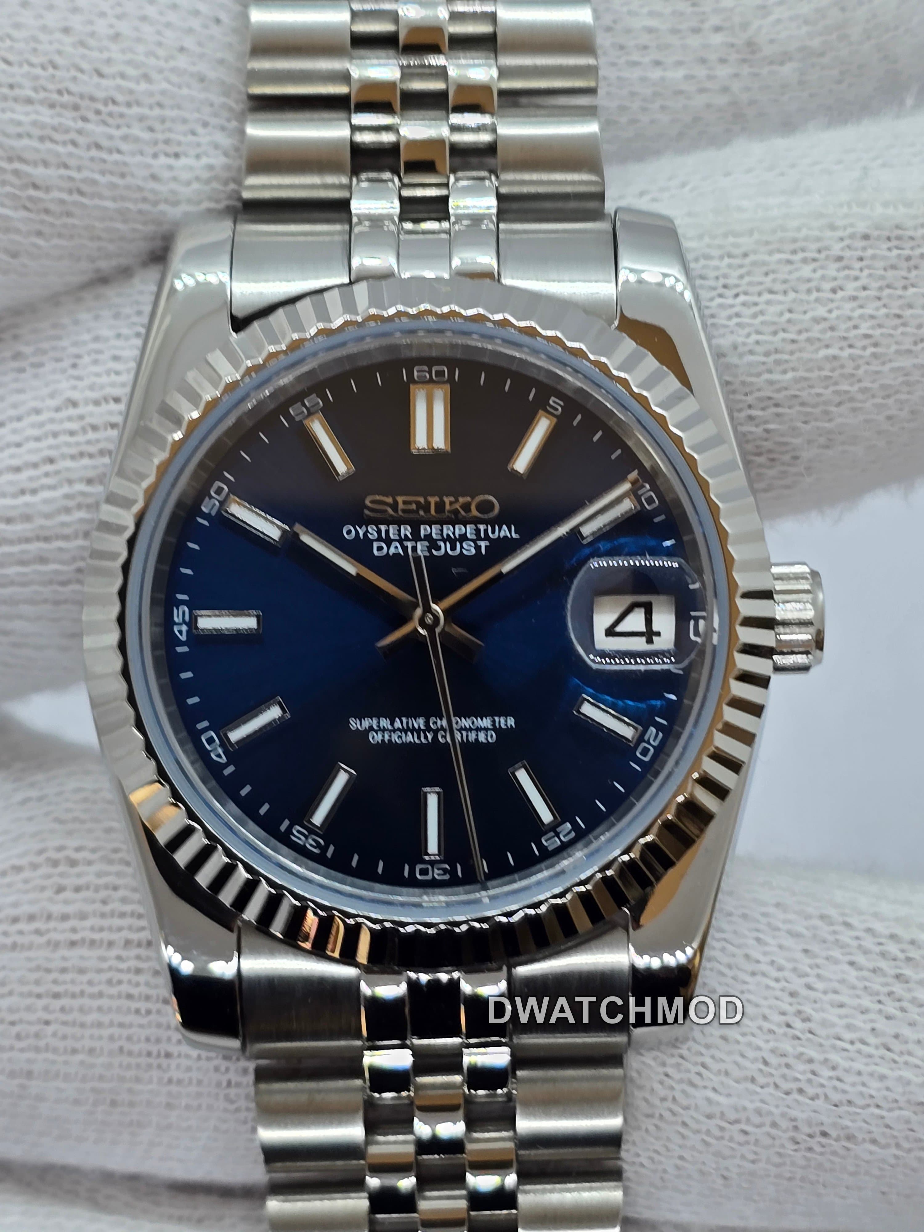 Orologio Mod Datejust blu Nh35 automatico 36mm vetro zaffiro
