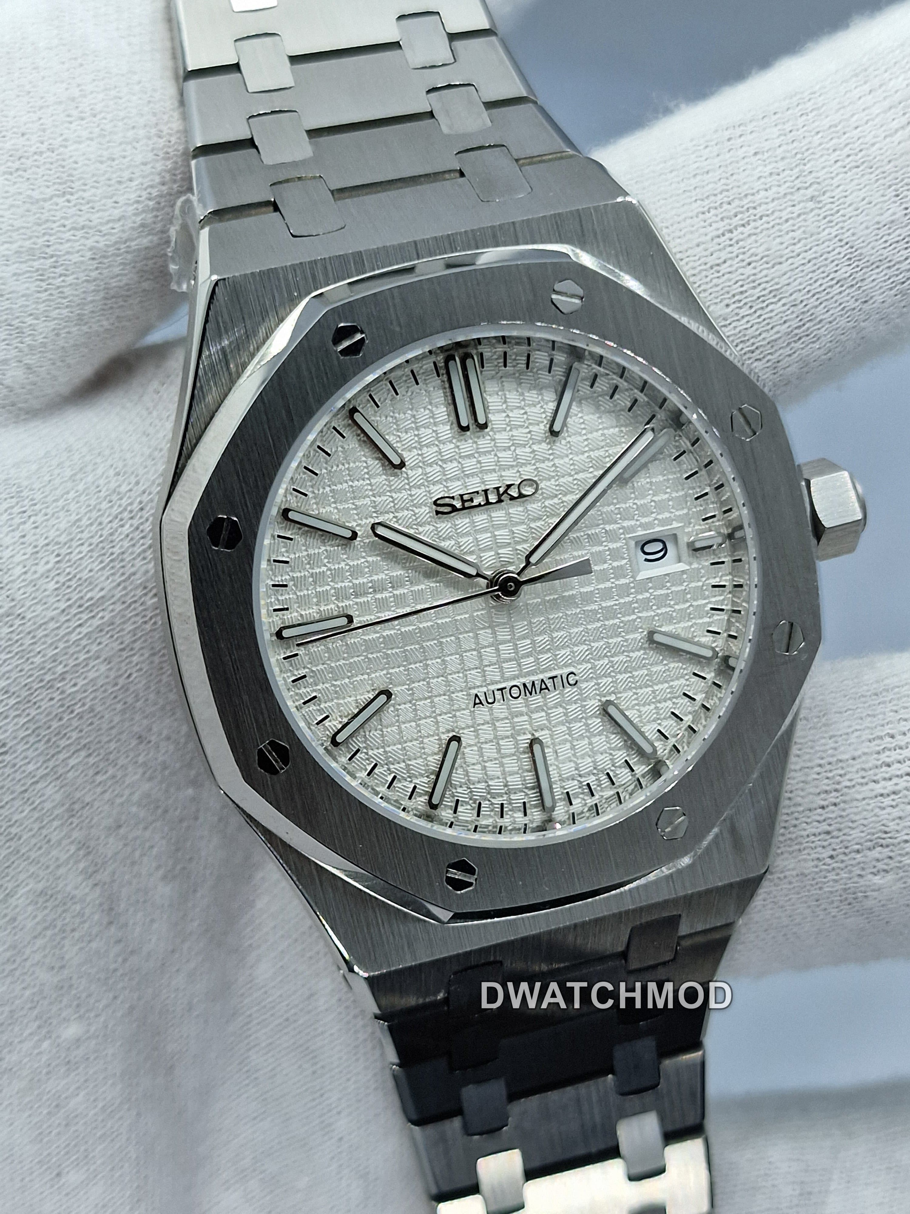 Orologio Mod Royal Oak bianco Nh35 automatico vetro zaffiro
